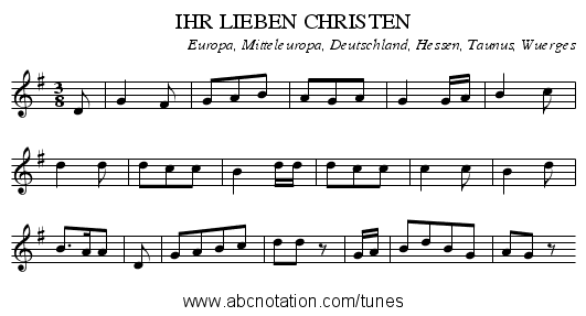 IHR LIEBEN CHRISTEN - staff notation
