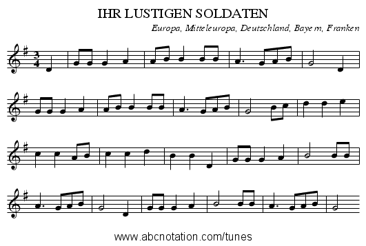 IHR LUSTIGEN SOLDATEN - staff notation