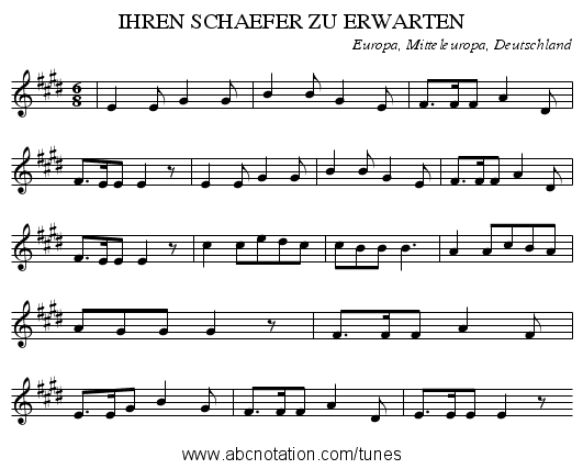 IHREN SCHAEFER ZU ERWARTEN - staff notation