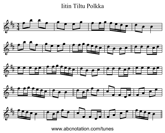 Iitin Tiltu Polkka - staff notation