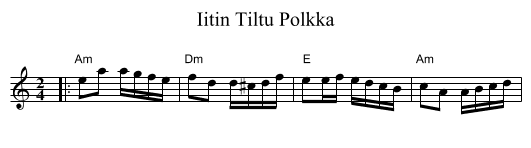 Iitin Tiltu Polkka - staff notation