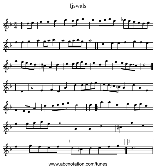 Ijswals - staff notation