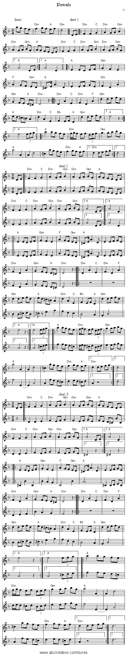 IJswals - staff notation