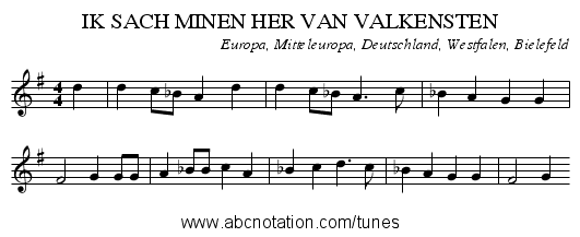 IK SACH MINEN HER VAN VALKENSTEN - staff notation
