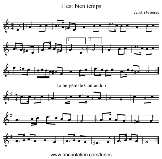 Il est bien temps - staff notation