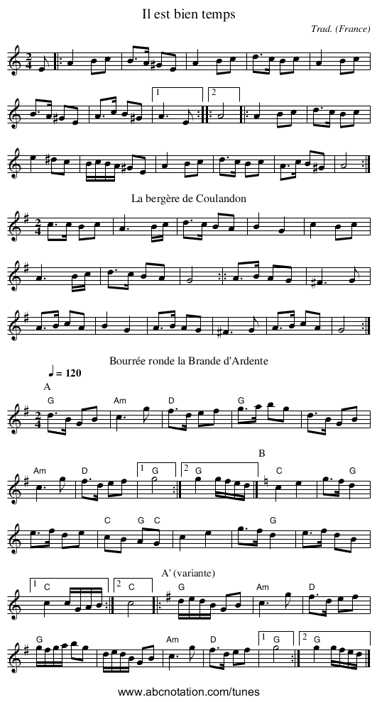 Il est bien temps - staff notation