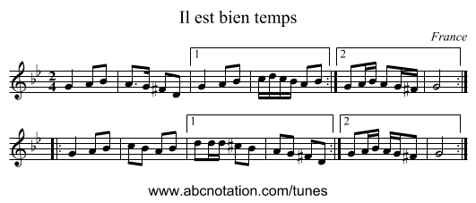 Il est bien temps - staff notation