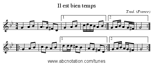 Il est bien temps - staff notation