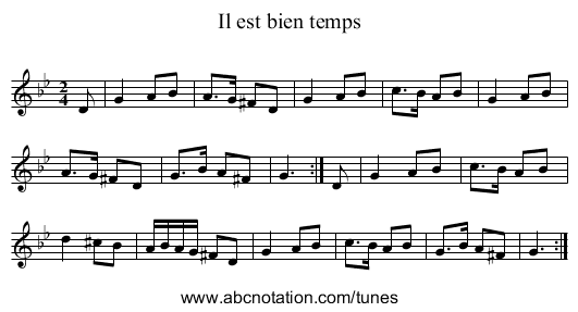 Il est bien temps - staff notation