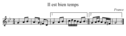Il est bien temps - staff notation
