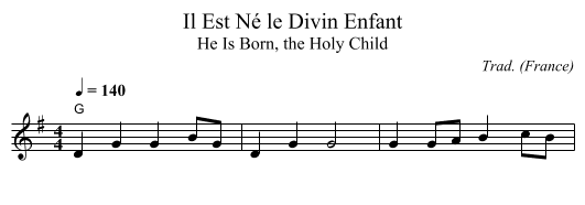 Il Est Né le Divin Enfant - staff notation