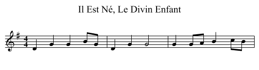 Il Est Né, Le Divin Enfant - staff notation