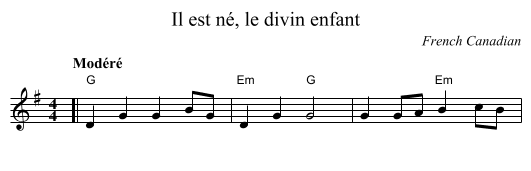 Il est n&eacute;, le divin enfant - staff notation