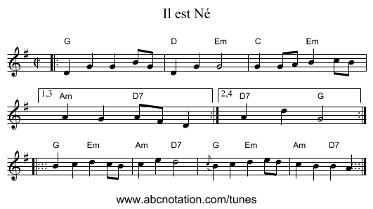 Il est Né - staff notation