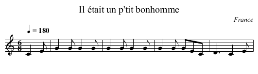 Il était un p'tit bonhomme - staff notation