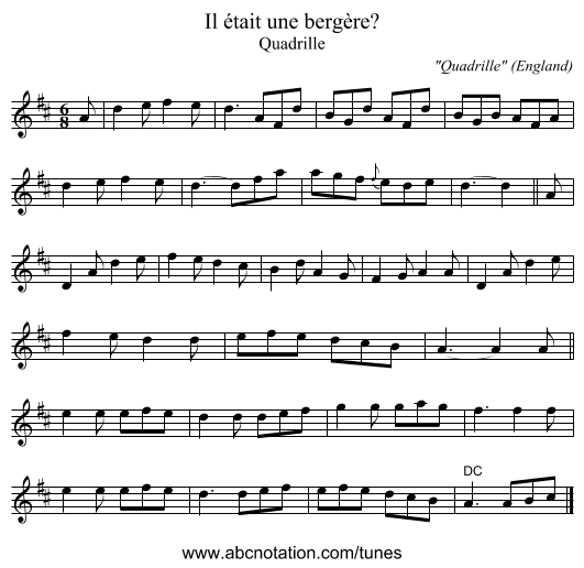 Il était une bergère? - staff notation