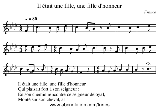 Il était une fille, une fille d'honneur - staff notation