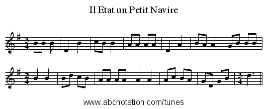 Il Etat un Petit Navire - staff notation