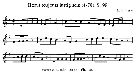 Il faut toujours lustig sein (4-78), S. 99 - staff notation