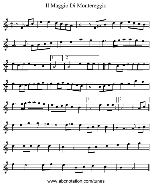 Il Maggio Di Montereggio - staff notation