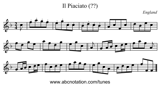 Il Piaciato (??) - staff notation