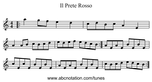 Il Prete Rosso - staff notation