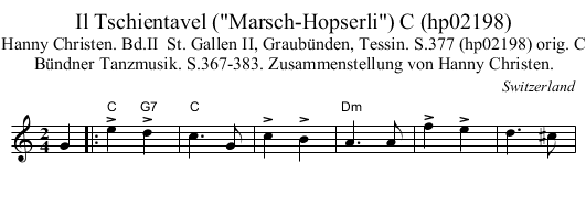 Il Tschientavel (Marsch-Hopserli) C (hp02198) - staff notation