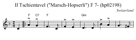 Il Tschientavel (Marsch-Hopserli) F 7- (hp02198) - staff notation