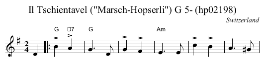 Il Tschientavel (Marsch-Hopserli) G 5- (hp02198) - staff notation