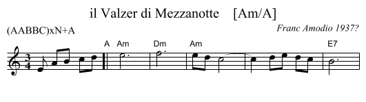 il Valzer di Mezzanotte    [Am/A] - staff notation