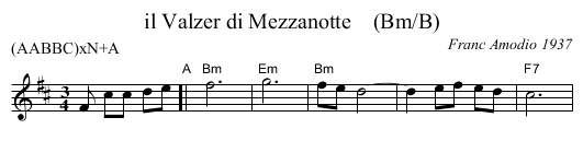 il Valzer di Mezzanotte    (Bm/B) - staff notation