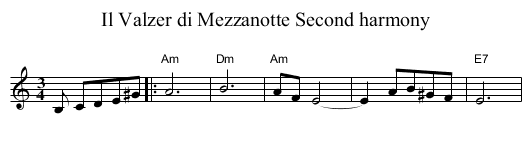 Il Valzer di Mezzanotte Second harmony - staff notation