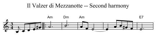 Il Valzer di Mezzanotte -- Second harmony - staff notation
