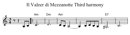 Il Valzer di Mezzanotte Third harmony - staff notation