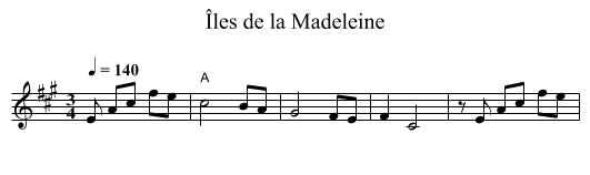 Îles de la Madeleine - staff notation