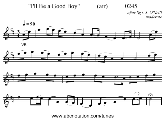 I'll Be a Good Boy           (air)           0245 - staff notation