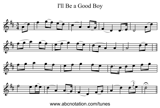 I'll Be a Good Boy - staff notation