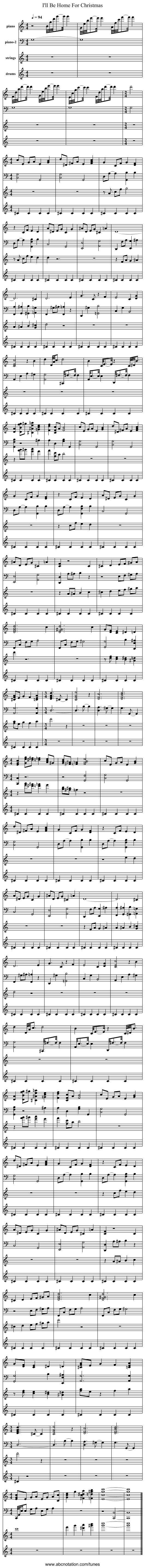 I'll Be Home For Christmas - staff notation