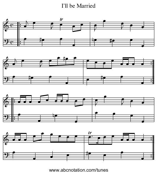 I'll be Married - staff notation