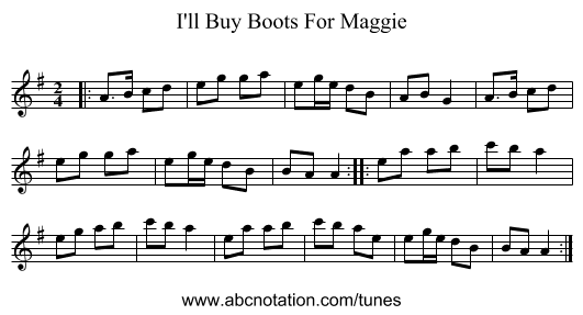 I'll Buy Boots For Maggie - staff notation