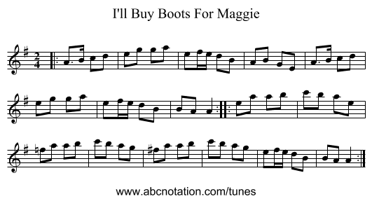 I'll Buy Boots For Maggie - staff notation