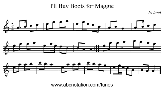 I'll Buy Boots for Maggie - staff notation