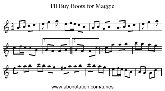 I'll Buy Boots for Maggie - staff notation