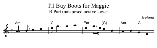 I'll Buy Boots for Maggie - staff notation
