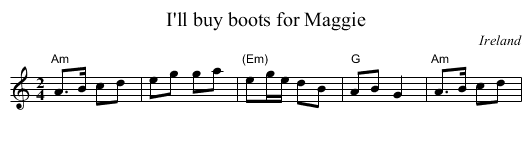 I'll buy boots for Maggie - staff notation