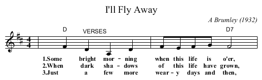 I'll Fly Away - staff notation