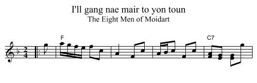 I'll gang nae mair to yon toun - staff notation