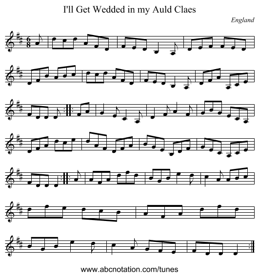I'll Get Wedded in my Auld Claes - staff notation