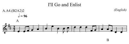 I'll Go and Enlist - staff notation