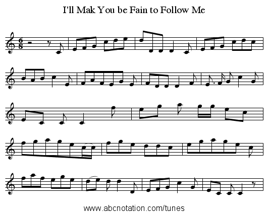 I'll Mak You be Fain to Follow Me - staff notation